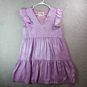 NEW‎ Savanna Jane Dress Small Cap Sleeve Embroidered Lined Shiny Purple